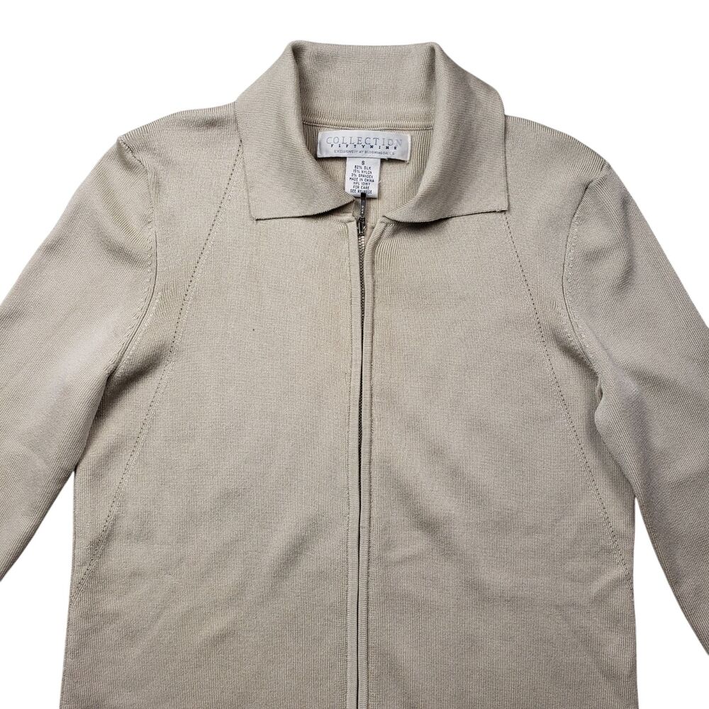 Vtg Collection Fifty Nine Silk Zip Cardigan Sweater Small Collared Y2K Preppy - Picture 3 of 11